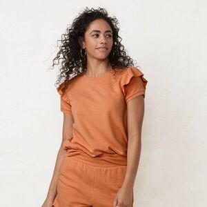 LC LAUREN CONRAD Sweatshirt Top - Ruffle Puff Sleeve - Size XXL